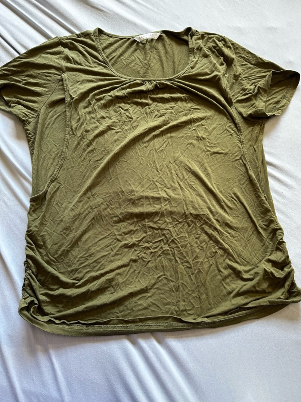 Scoop Neck Nursing Short Sleeve Tee in Olive Green